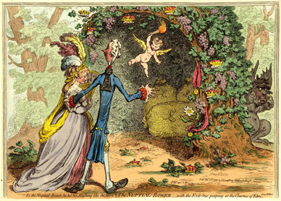 The Nuptial Bower with the Evil-One, Peeping at the Charms of Eden